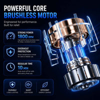 Brushless motor with features highlighted on a dark background