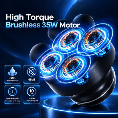 TheraFlex Pro four-head percussion massager with smart pressure-sensing technology.