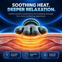 TheraNeck Pro neck and shoulder massager showing kneading massage heads and soothing heat technology