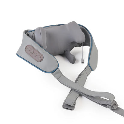 Gray neck massager with control panel on a white background