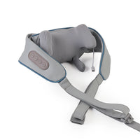 Gray neck massager with control panel on a white background