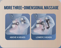 Illustration of earbuds with text about three-dimensional massage distribution.