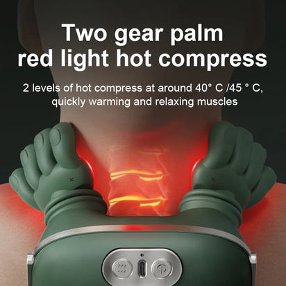 Two gear palm red light hot compress device on a black background